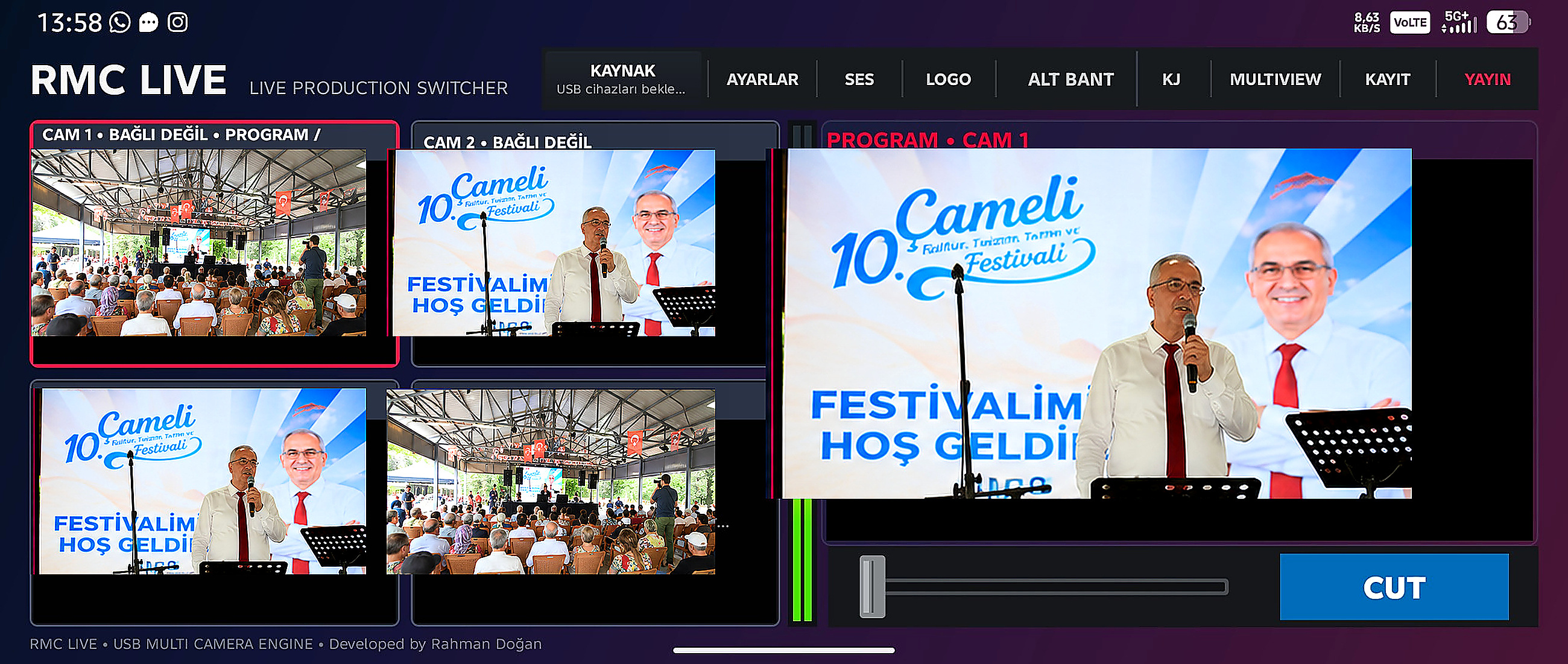 RMC Live Mobil yatay toplantı ve seminer yayını
